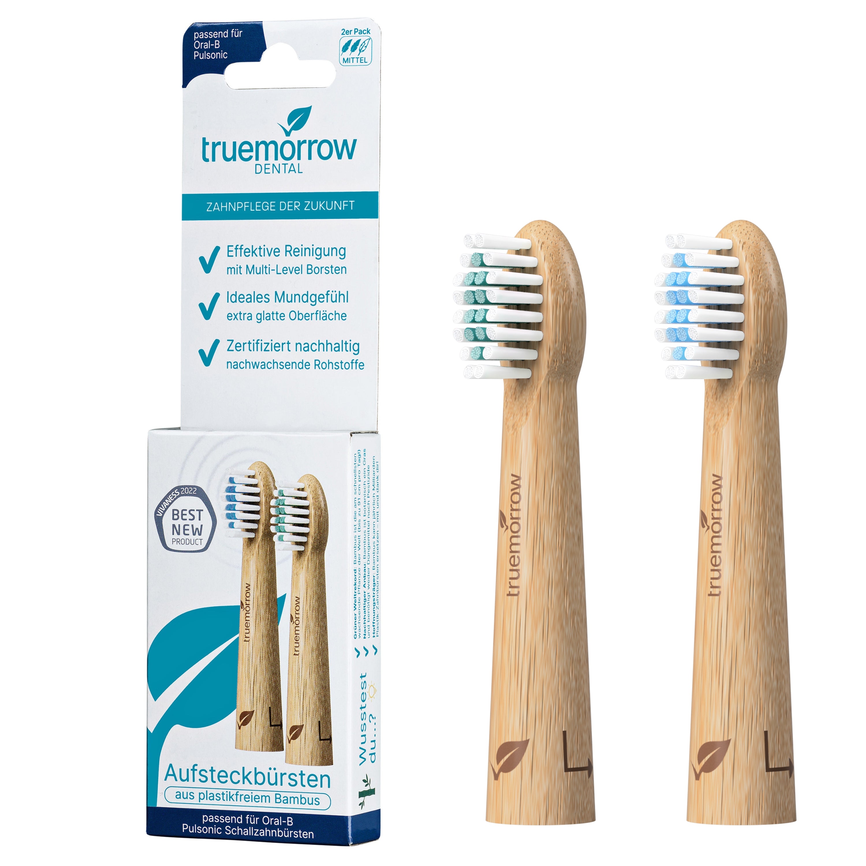 bambus aufsatz elektrische zahnbürste Aufsteckbürsten aus Bambus für Oral-B Pulsonic Schallzahnbürsten –  truemorrow