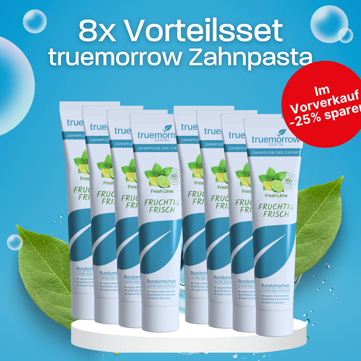 PRE-SALE: truemorrow Zahnpasta 8x Vorteilsset
